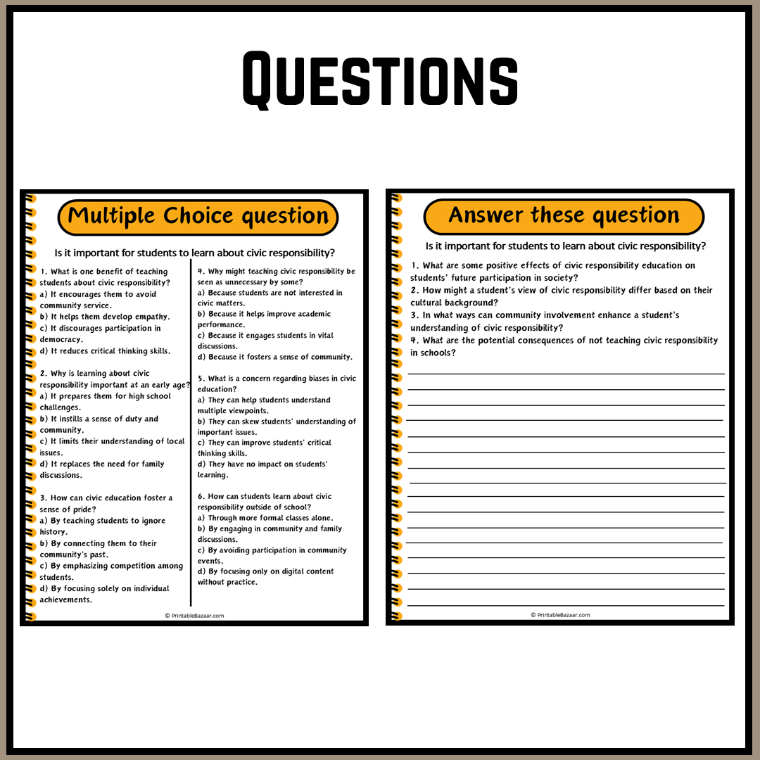 Is it important for students to learn about civic responsibility? | Debate Case Study Worksheet