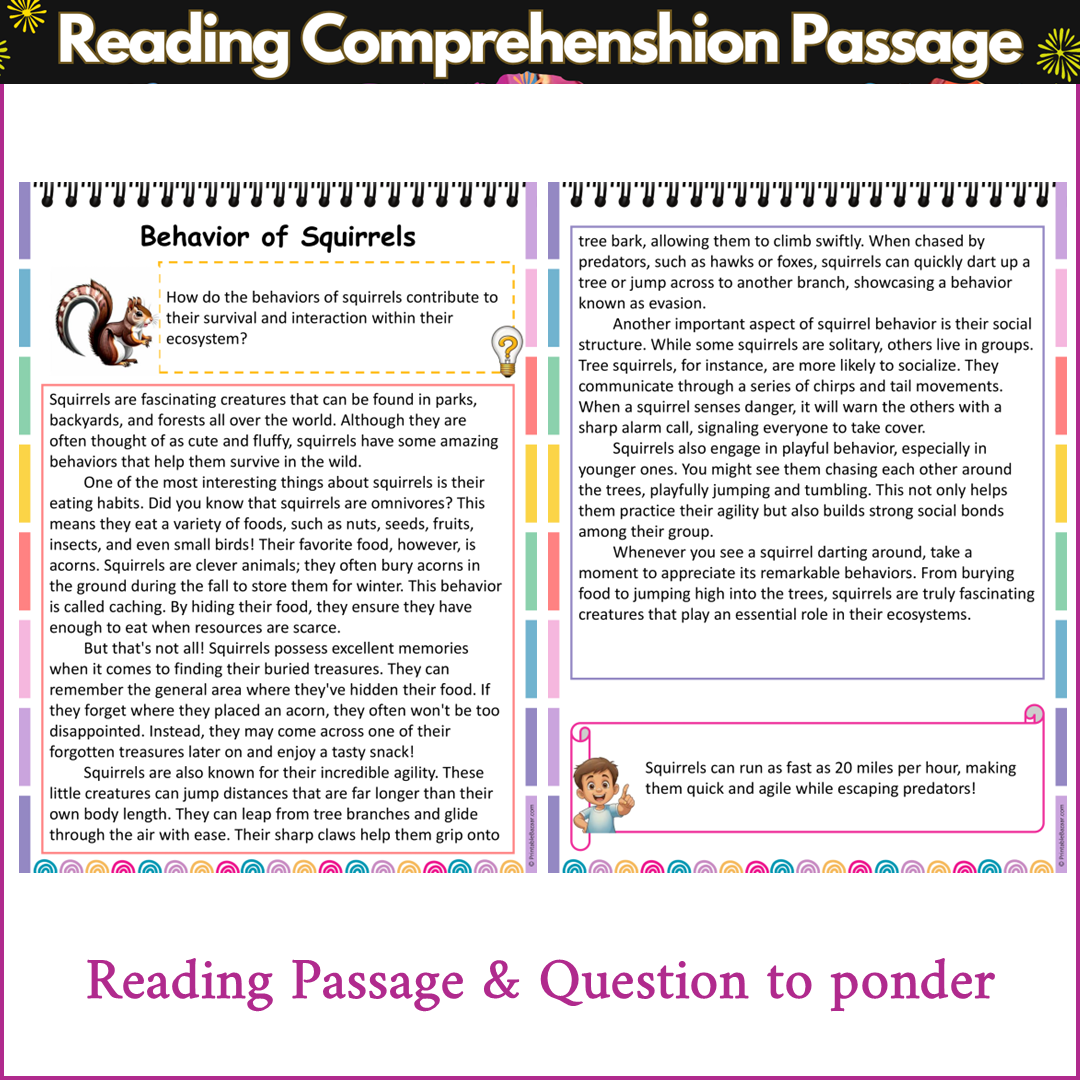 Behavior of Squirrels | Reading Comprehension Passage and Questions