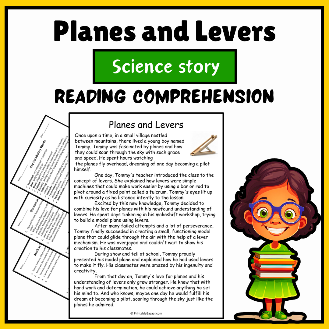 Planes and Levers | Science Story Reading Comprehension Activity