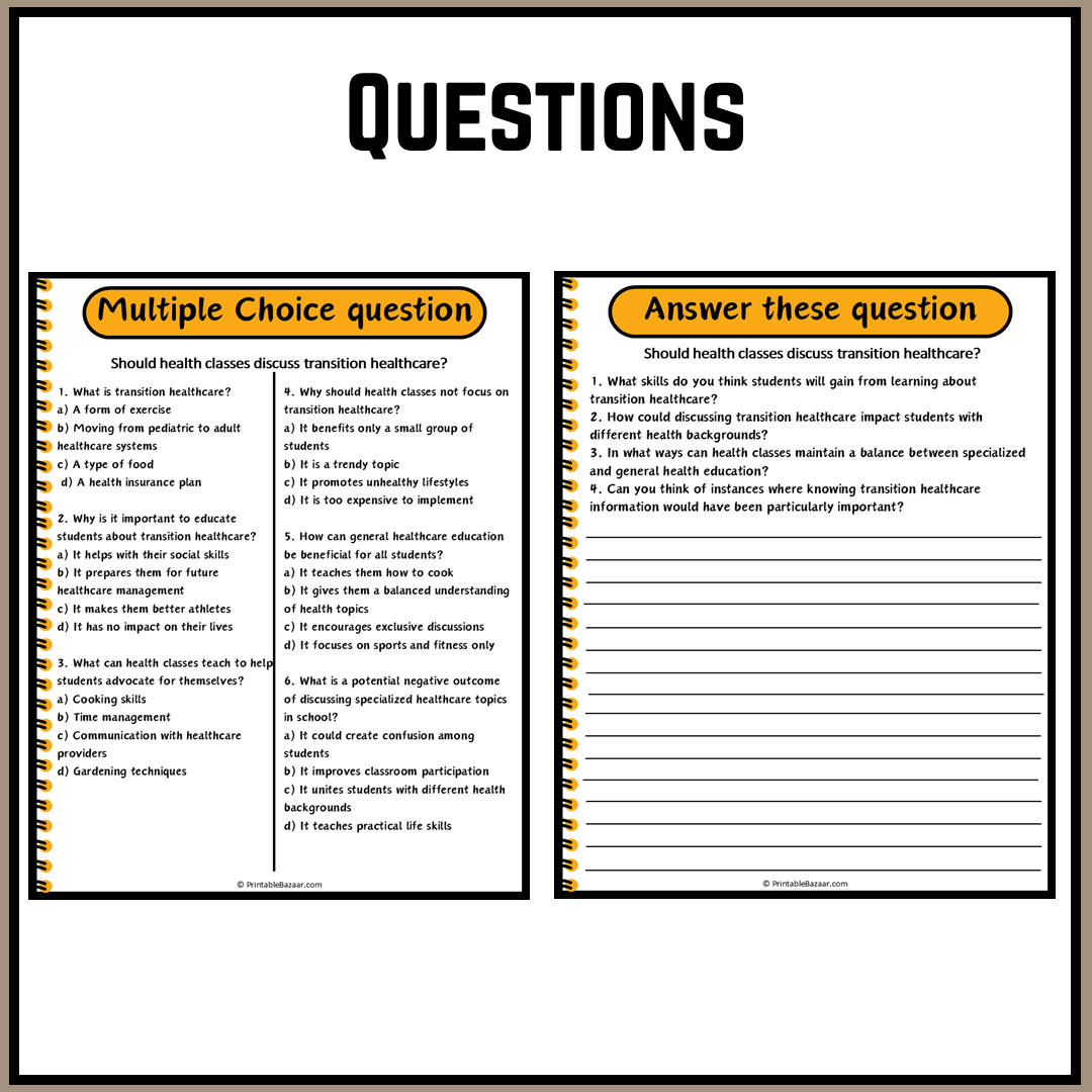 Should health classes discuss transition healthcare? | Debate Case Study Worksheet