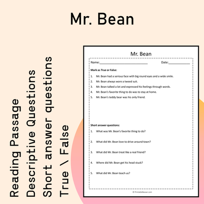 Mr. Bean | Reading Comprehension Passage Printable Activity