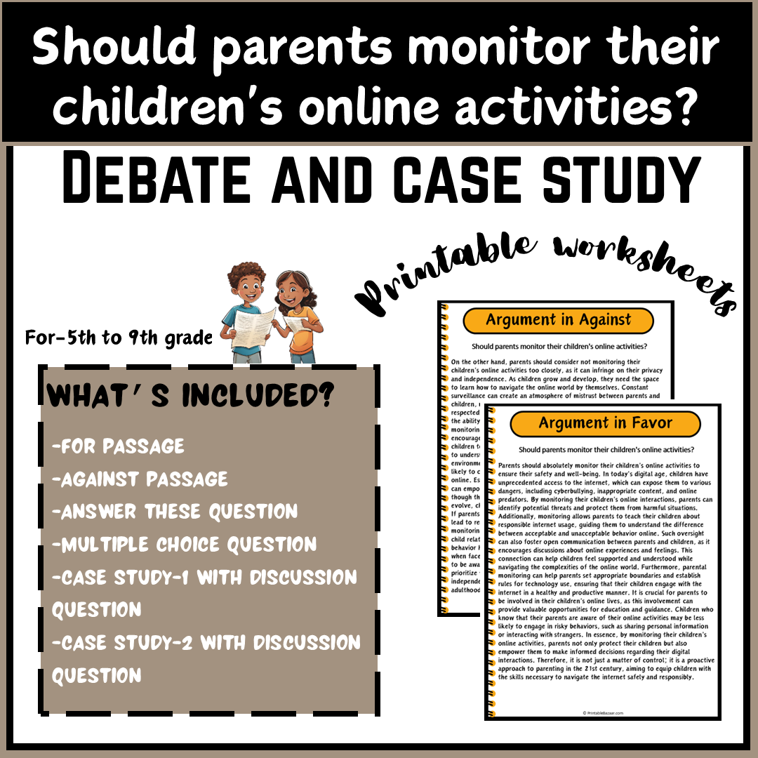 Should parents monitor their children's online activities? | Debate Case Study Worksheet