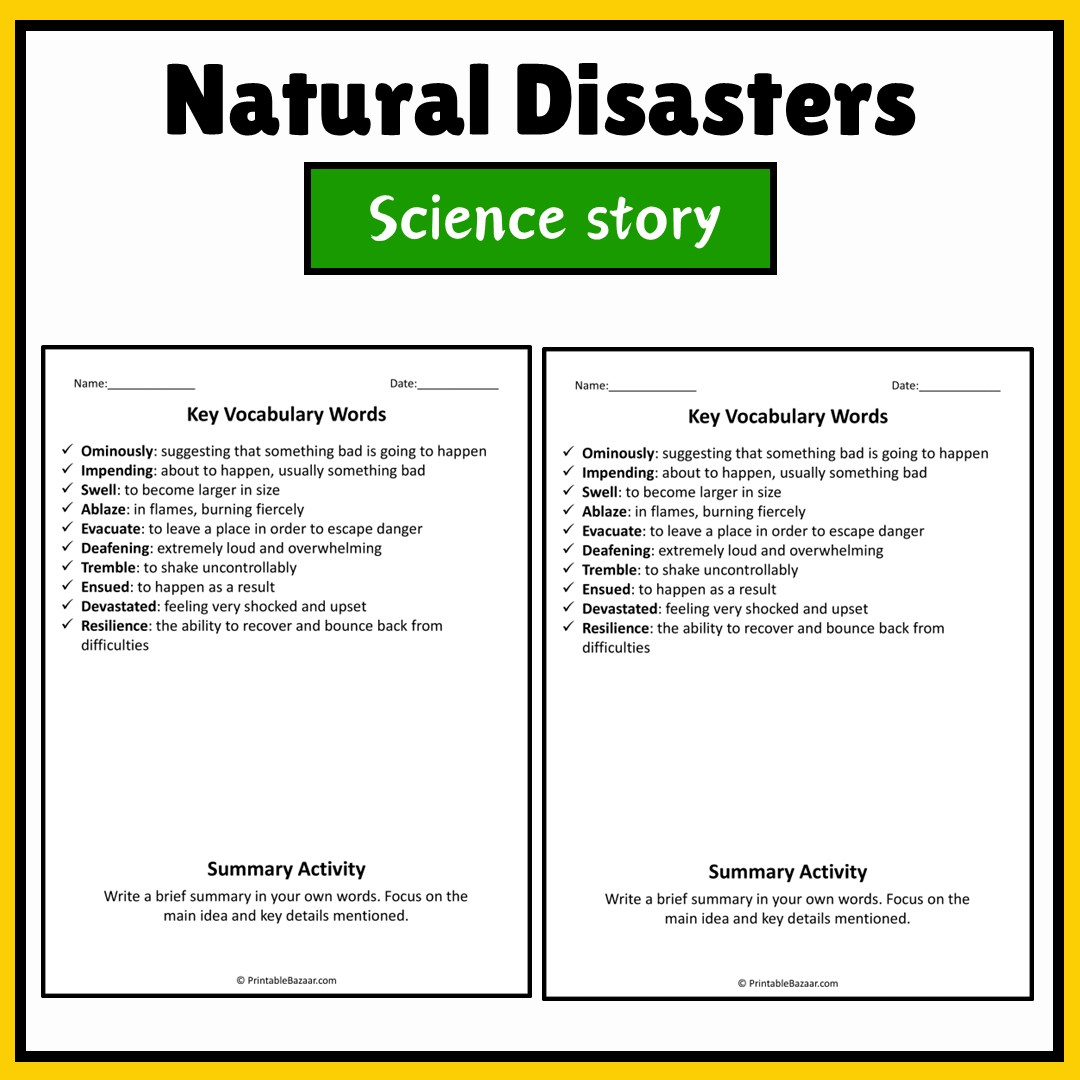 Natural Disasters | Science Story Reading Comprehension Activity