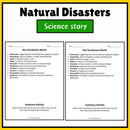 Natural Disasters | Science Story Reading Comprehension Activity