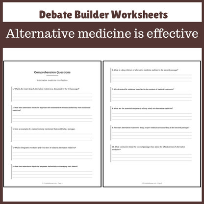 Alternative medicine is effective | Favour and Against Worksheet Printable Activity