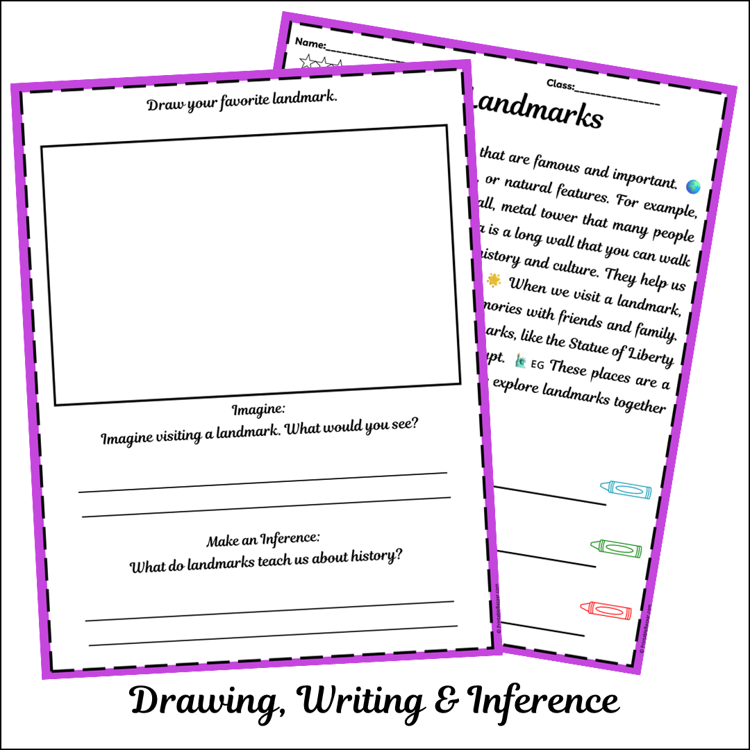 Landmarks | Short Reading Comprehension Creative Worksheet