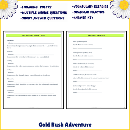 Gold Rush Adventure | Poem Grammar Worksheet Printable Activity