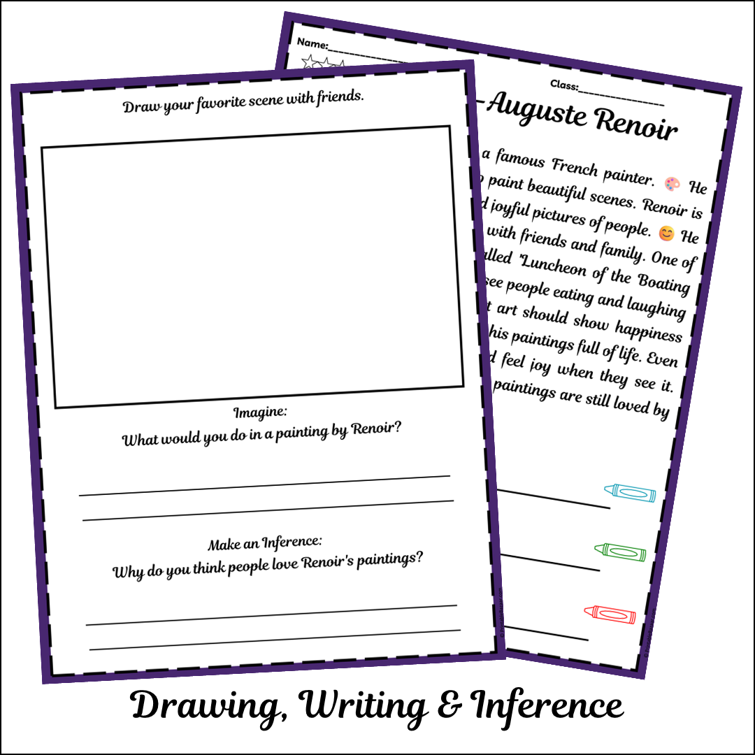 Pierre-Auguste Renoir | Short Reading Comprehension Creative Worksheet