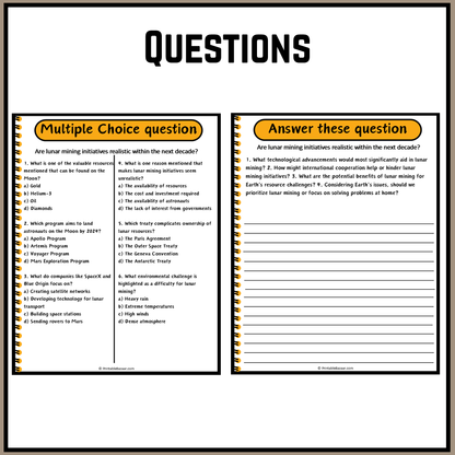 Are lunar mining initiatives realistic within the next decade? | Debate Case Study Worksheet