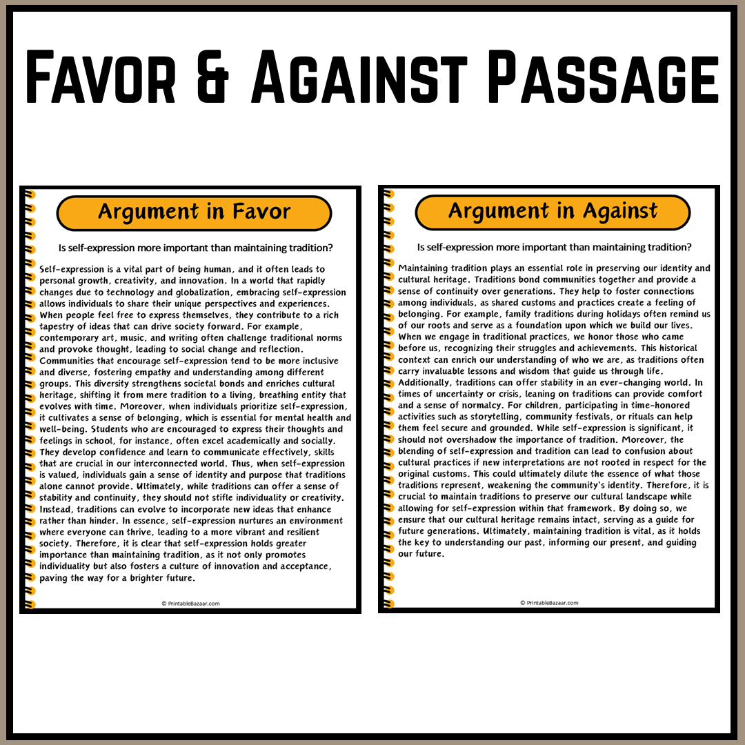 Is self-expression more important than maintaining tradition? | Debate Case Study Worksheet