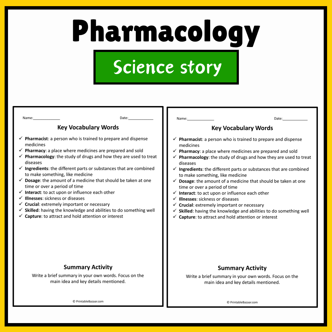 Pharmacology | Science Story Reading Comprehension Activity