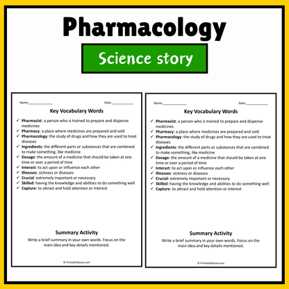 Pharmacology | Science Story Reading Comprehension Activity