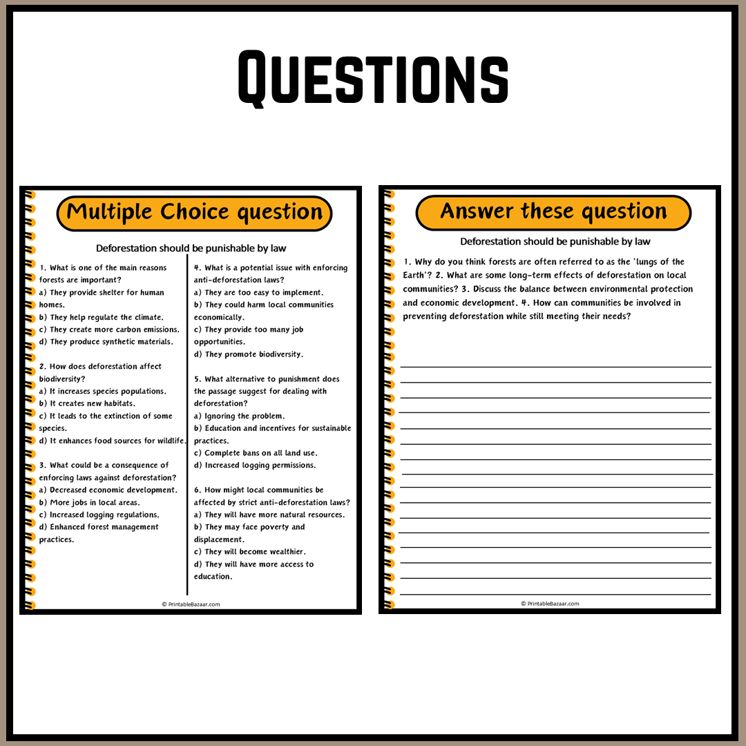 Deforestation should be punishable by law | Debate Case Study Worksheet