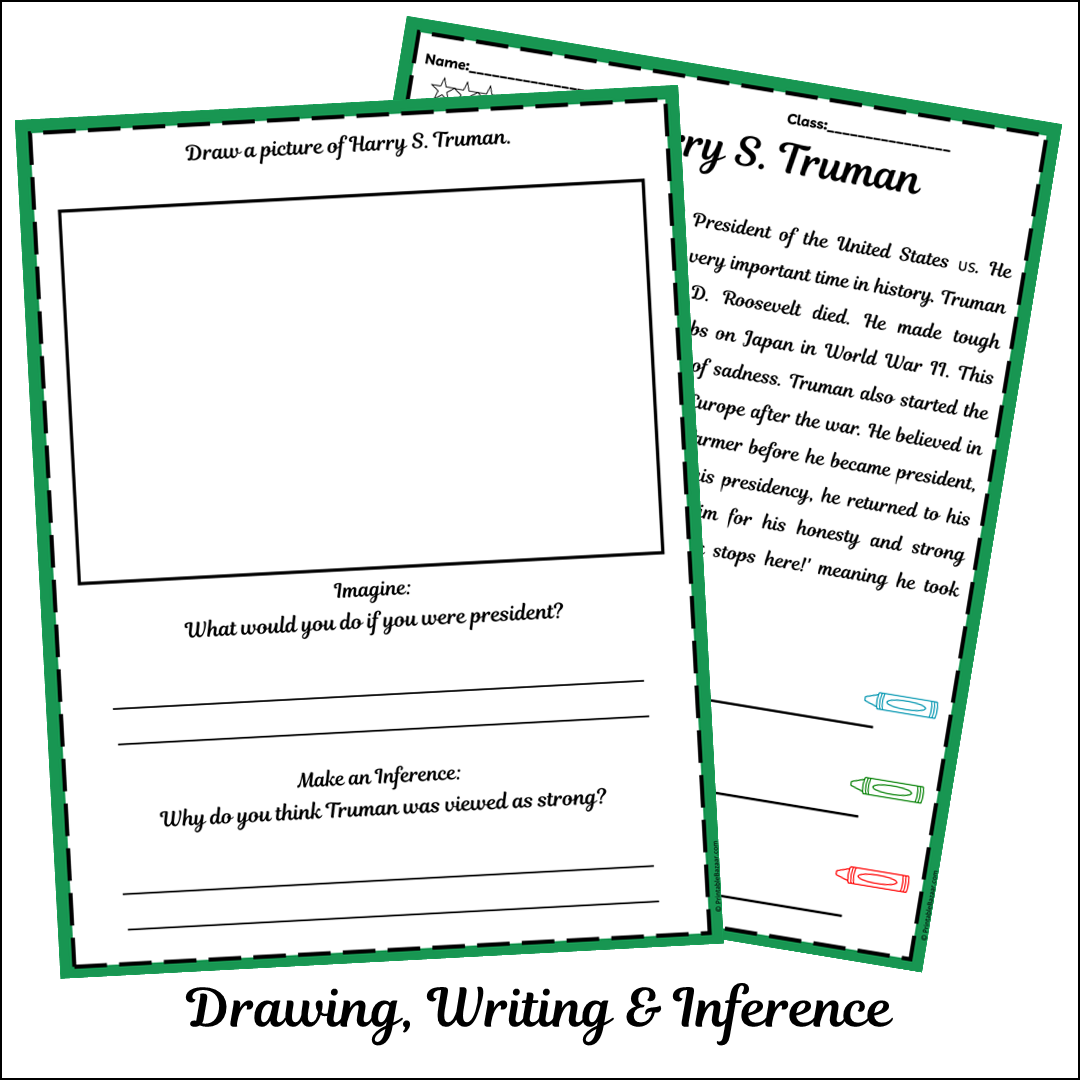 Harry S. Truman | Short Reading Comprehension Creative Worksheet