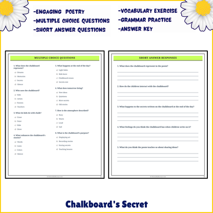 Chalkboard's Secret | Poem Grammar Worksheet Printable Activity