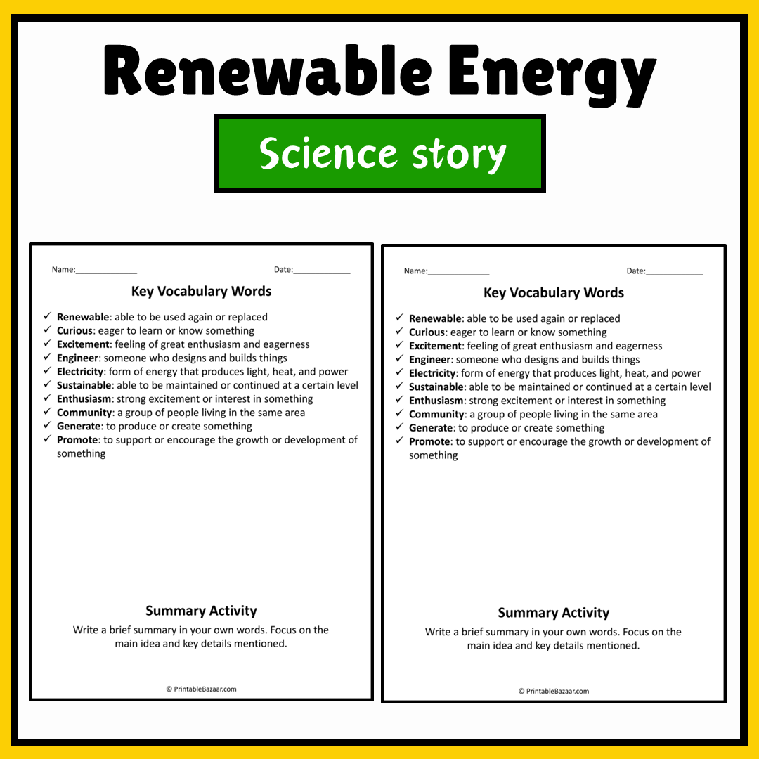 Renewable Energy | Science Story Reading Comprehension Activity