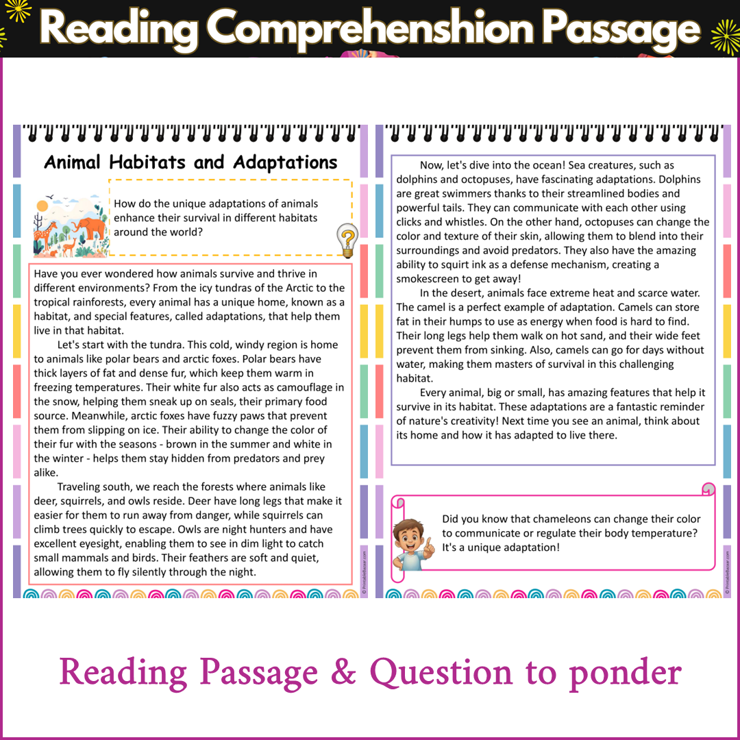 Animal Habitats and Adaptations | Reading Comprehension Passage and Questions