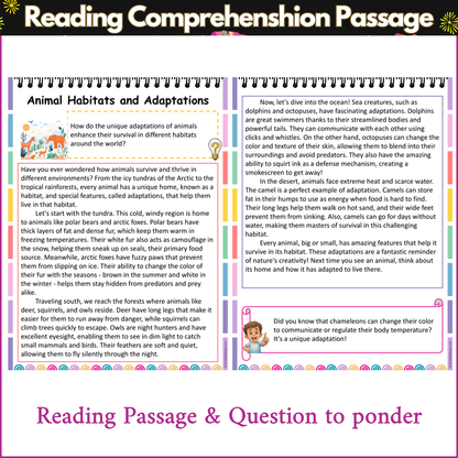 Animal Habitats and Adaptations | Reading Comprehension Passage and Questions