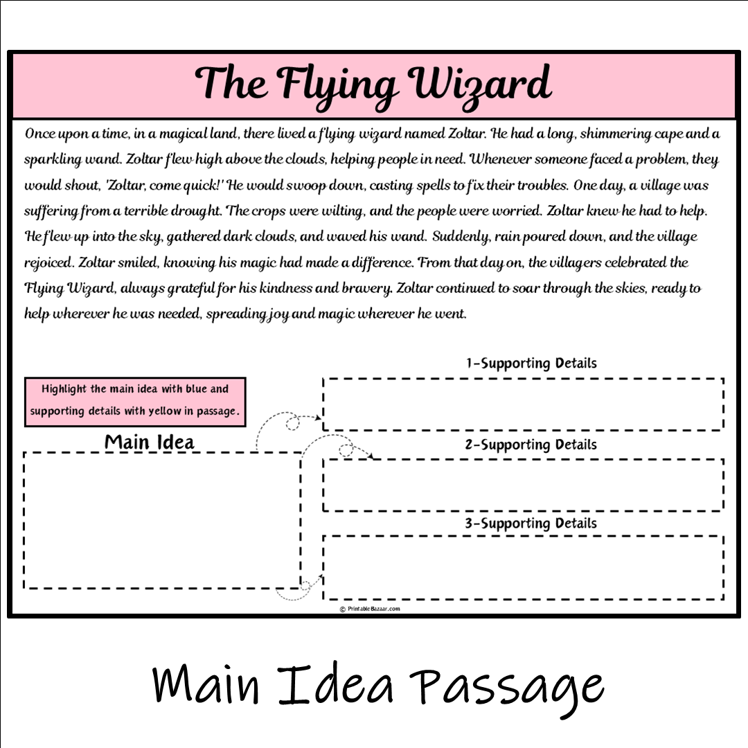 The Flying Wizard | Main Idea and Supporting Details Reading Passage and Questions