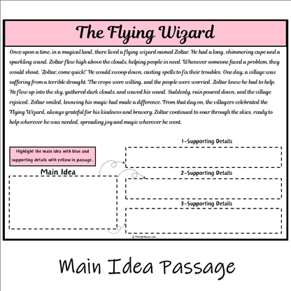 The Flying Wizard | Main Idea and Supporting Details Reading Passage and Questions