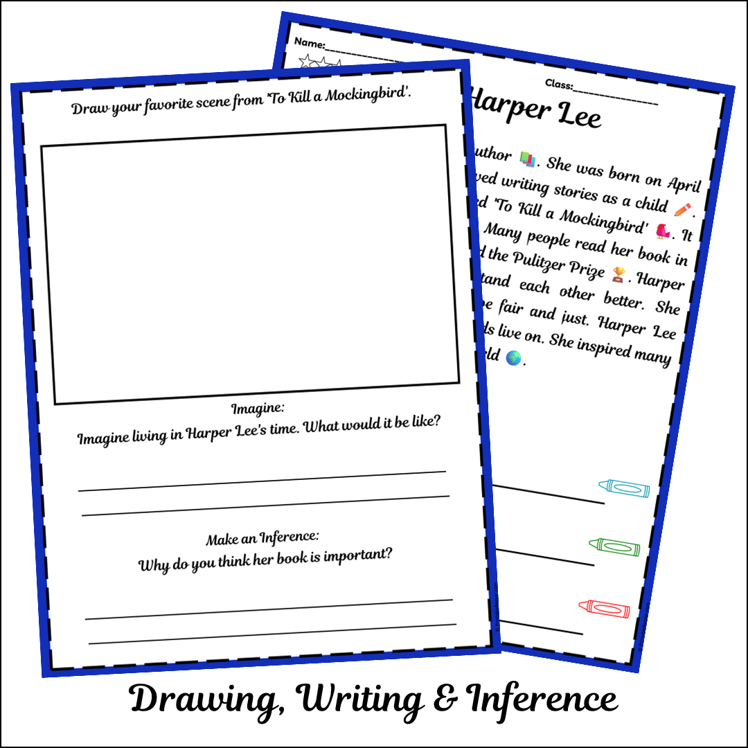 Harper Lee | Short Reading Comprehension Creative Worksheet