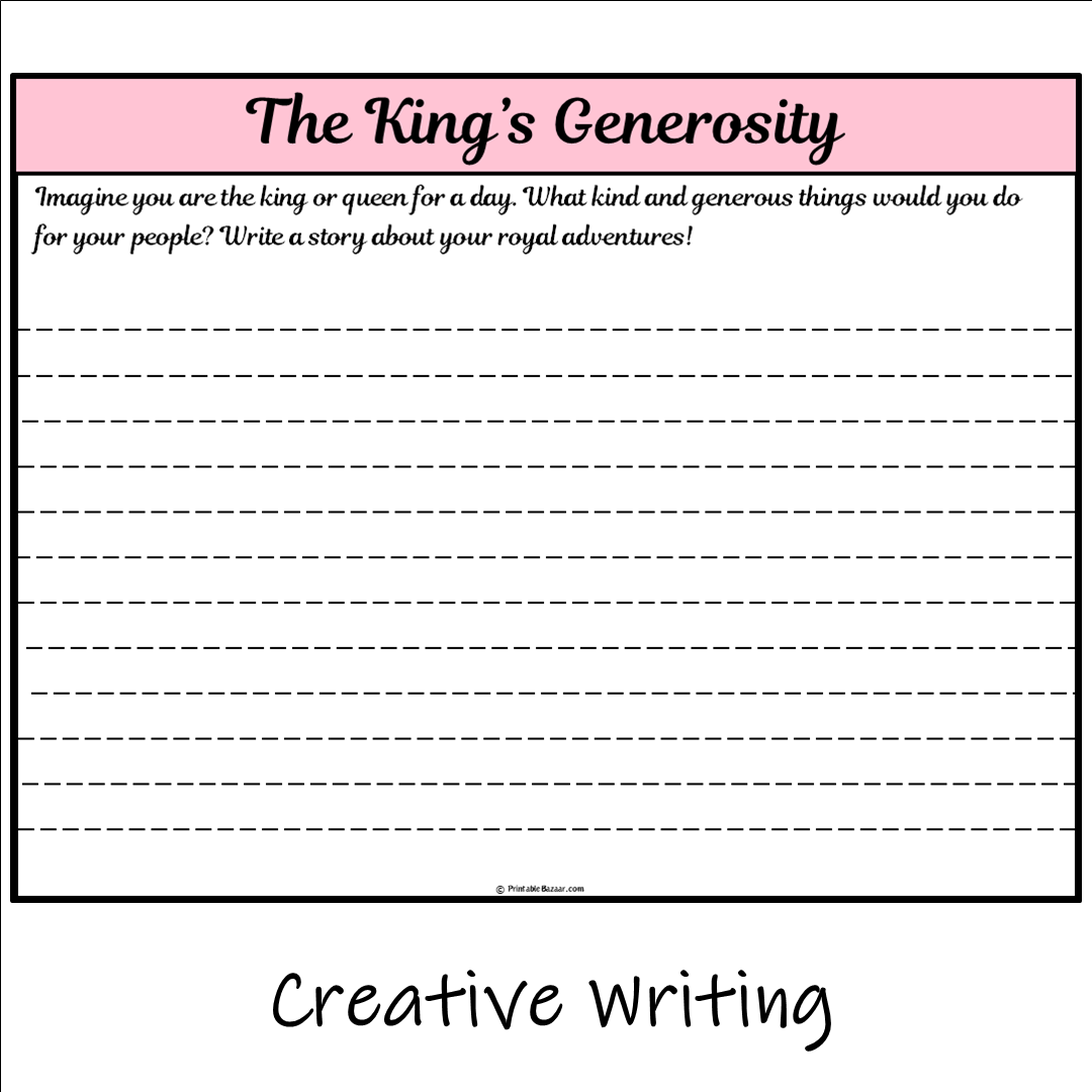 The King’s Generosity | Main Idea and Supporting Details Reading Passage and Questions