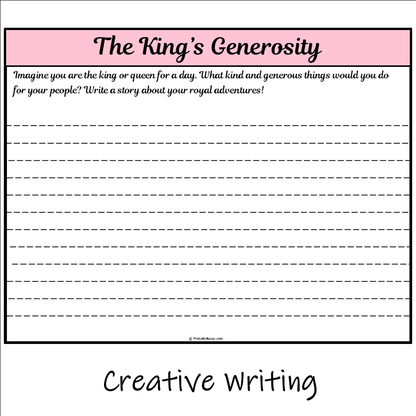 The King’s Generosity | Main Idea and Supporting Details Reading Passage and Questions