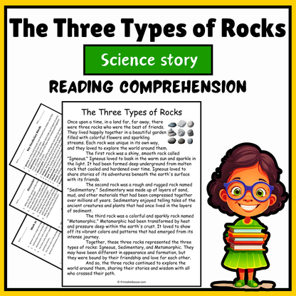 The Three Types of Rocks | Science Story Reading Comprehension Activity