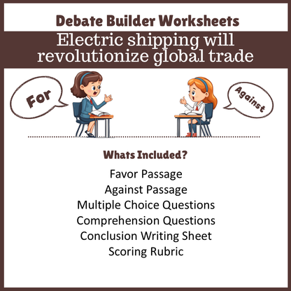 Electric shipping will revolutionize global trade | Favour and Against Worksheet Printable Activity