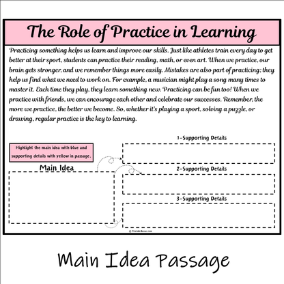 The Role of Practice in Learning | Main Idea and Supporting Details Reading Passage and Questions