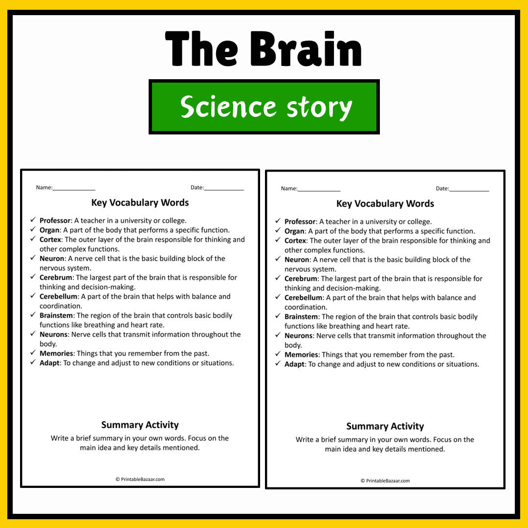 The Brain | Science Story Reading Comprehension Activity