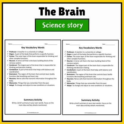 The Brain | Science Story Reading Comprehension Activity