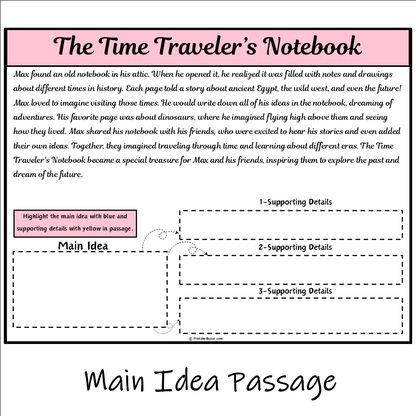 The Time Traveler’s Notebook | Main Idea and Supporting Details Reading Passage and Questions