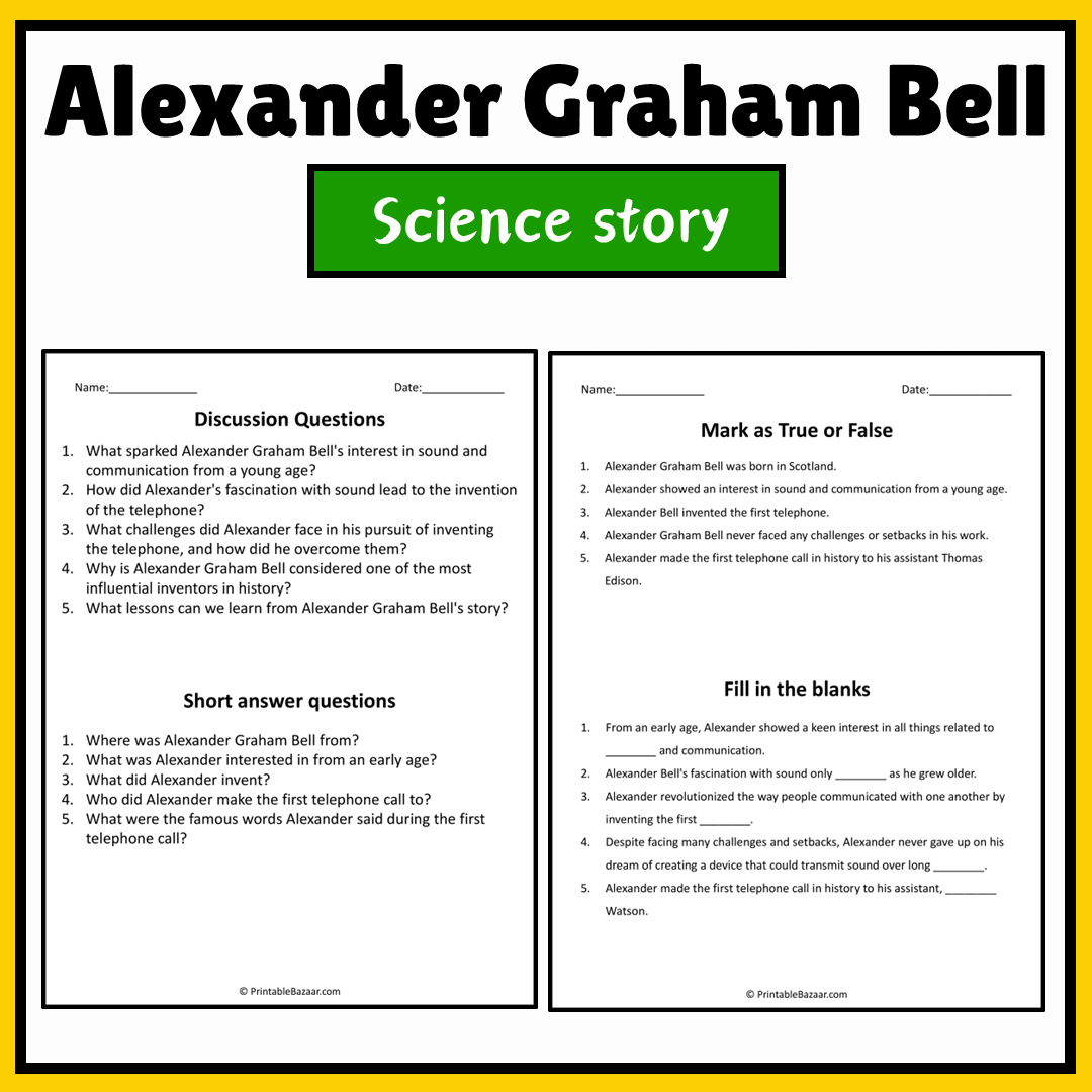 Alexander Graham Bell | Science Story Reading Comprehension Activity