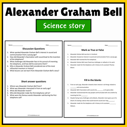 Alexander Graham Bell | Science Story Reading Comprehension Activity