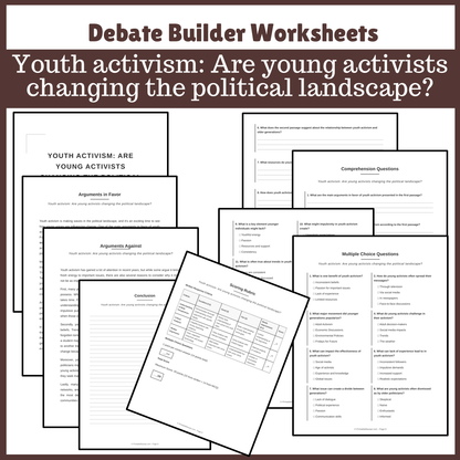 Youth activism: Are young activists changing the political landscape? | Favour and Against Worksheet Printable Activity