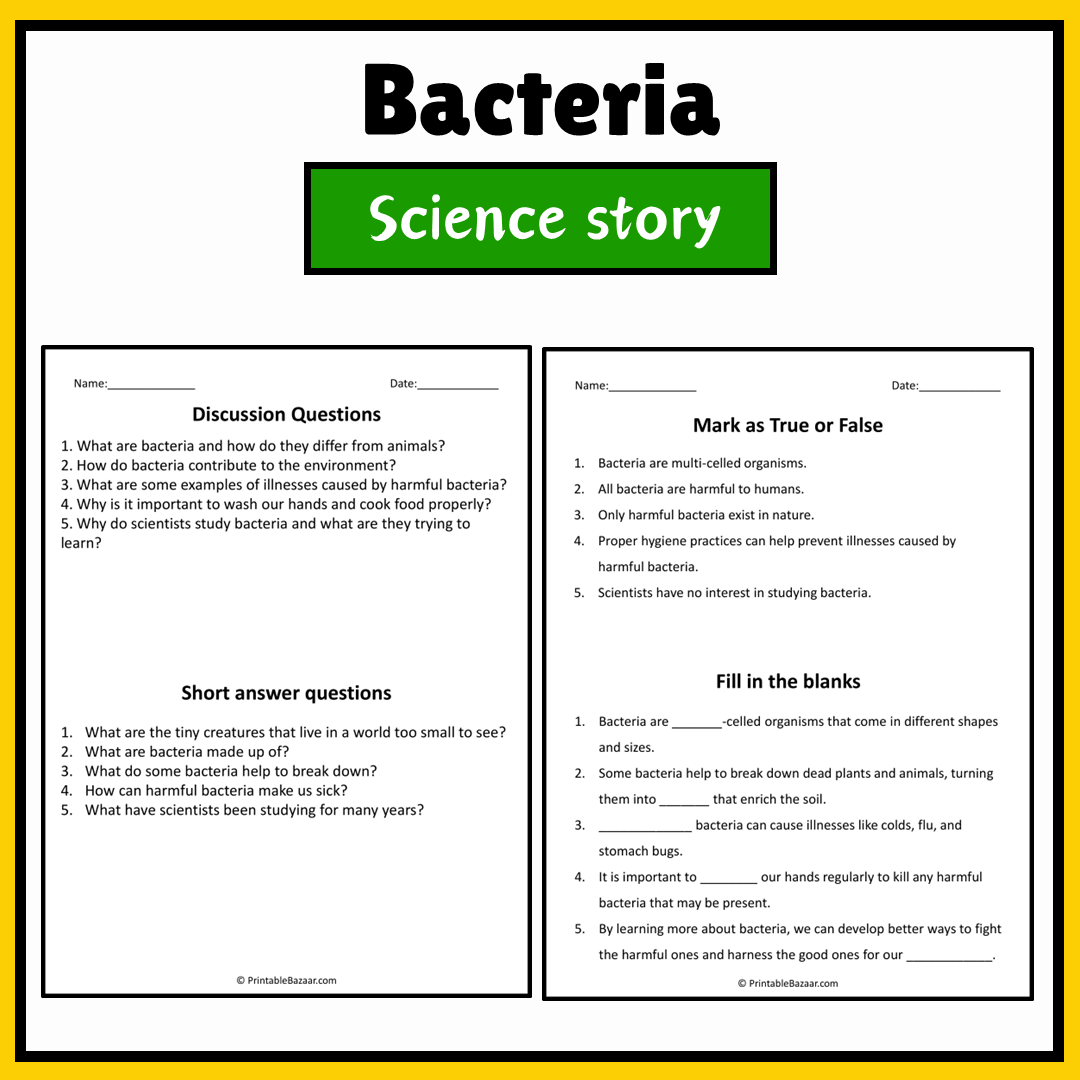 Bacteria | Science Story Reading Comprehension Activity
