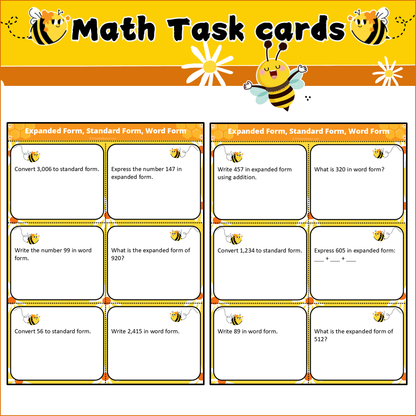 Expanded Form, Standard Form, Word Form | Math Task Cards