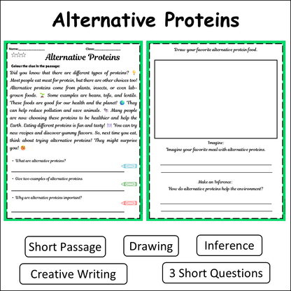 Alternative Proteins | Short Reading Comprehension Creative Worksheet