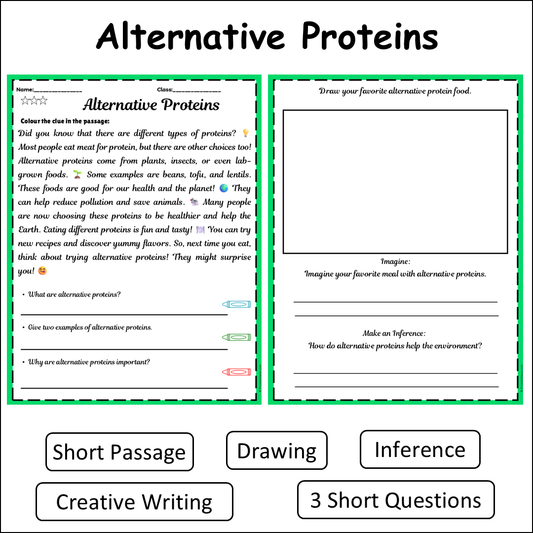 Alternative Proteins | Short Reading Comprehension Creative Worksheet