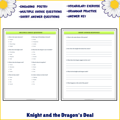 Knight and the Dragon's Deal | Poem Grammar Worksheet Printable Activity