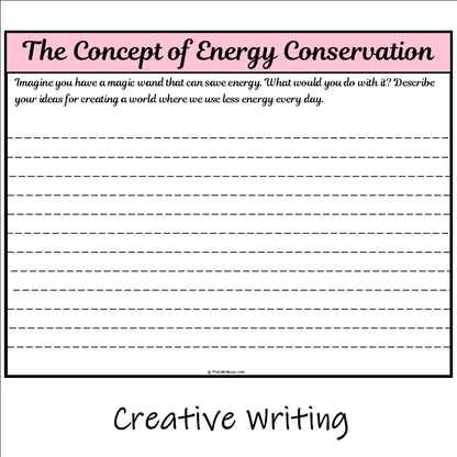 The Concept of Energy Conservation | Main Idea and Supporting Details Reading Passage and Questions