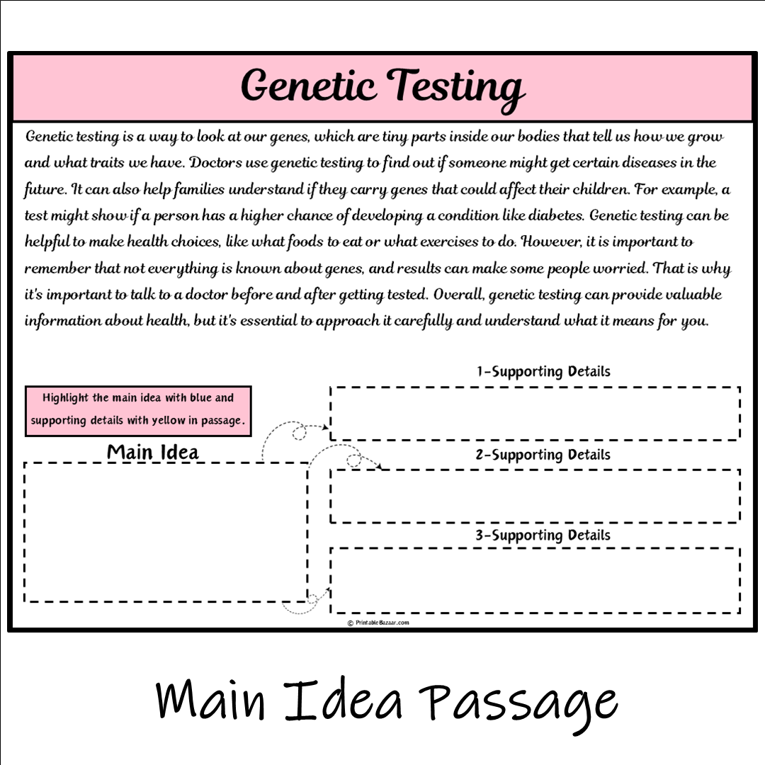 Genetic Testing | Main Idea and Supporting Details Reading Passage and Questions