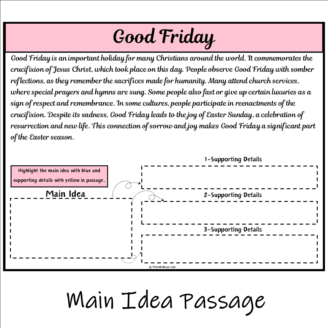 Good Friday | Main Idea and Supporting Details Reading Passage and Questions