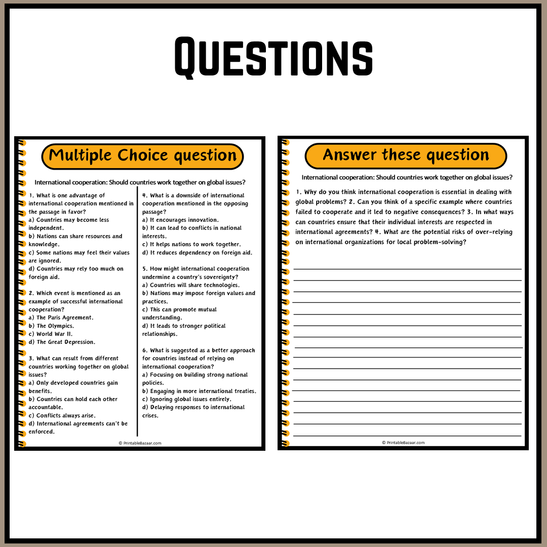 International cooperation: Should countries work together on global issues? | Debate Case Study Worksheet