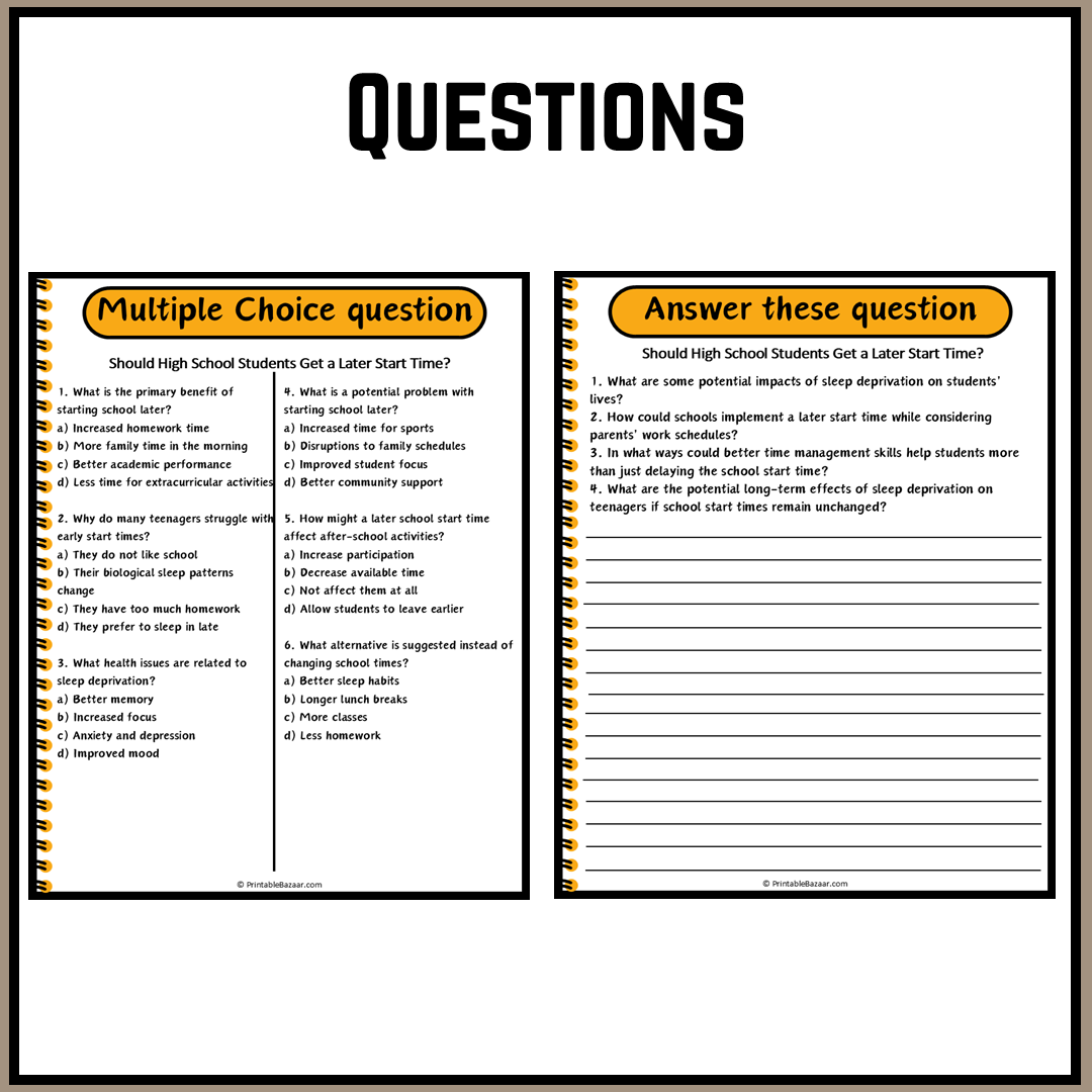 Should High School Students Get a Later Start Time? | Debate Case Study Worksheet