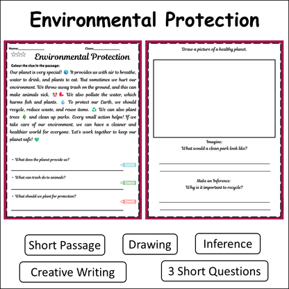 Environmental Protection | Short Reading Comprehension Creative Worksheet