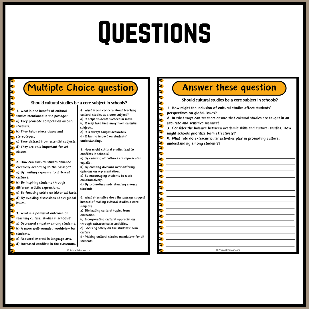 Should cultural studies be a core subject in schools? | Debate Case Study Worksheet