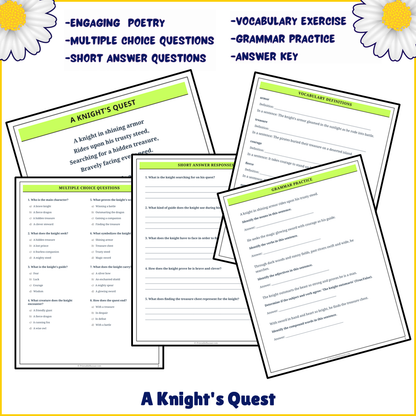 A Knight's Quest | Poem Grammar Worksheet Printable Activity