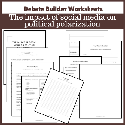 The impact of social media on political polarization | Favour and Against Worksheet Printable Activity